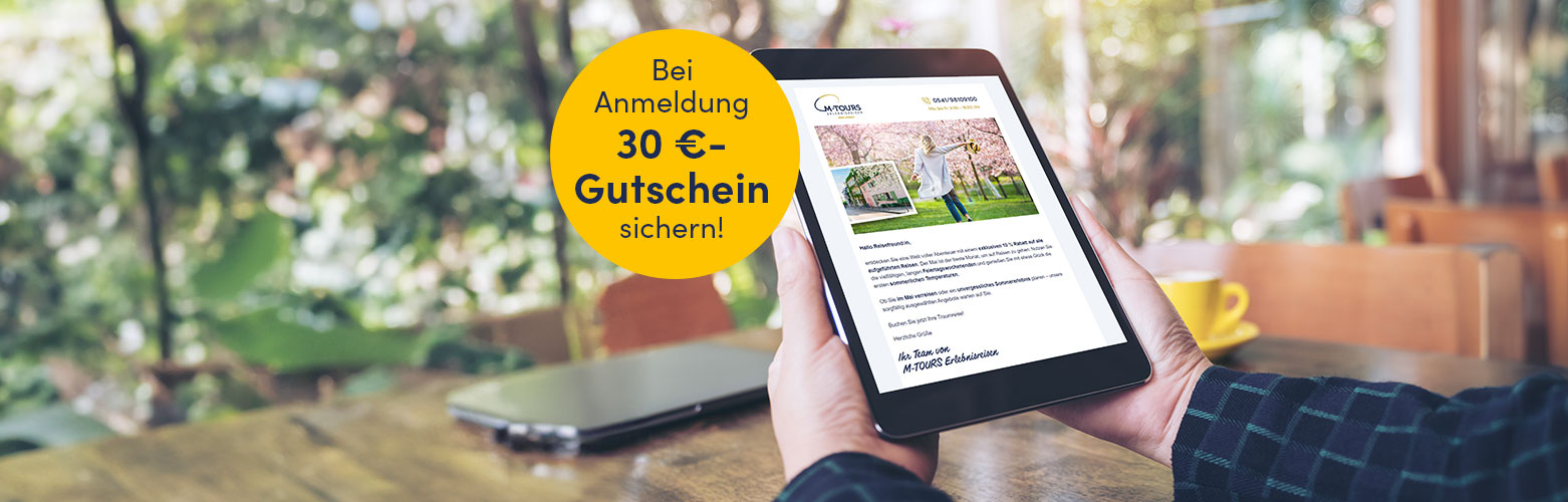 Newsletter Grafik mit 30€ Rabatt bei Anmeldung